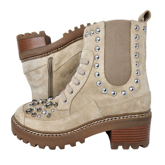 Karl Lagerfeld Breck Bejeweled Brown Suede Boots, Womens 6.5 - Picture 3 of 16